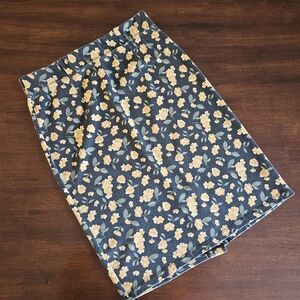 DownEast Blue and Yellow Floral Pencil Skirt